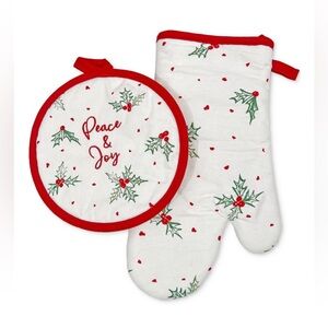 Lenox Bayberry "Peace & Joy" 2-Piece Oven Mitt & Pot Holder Set